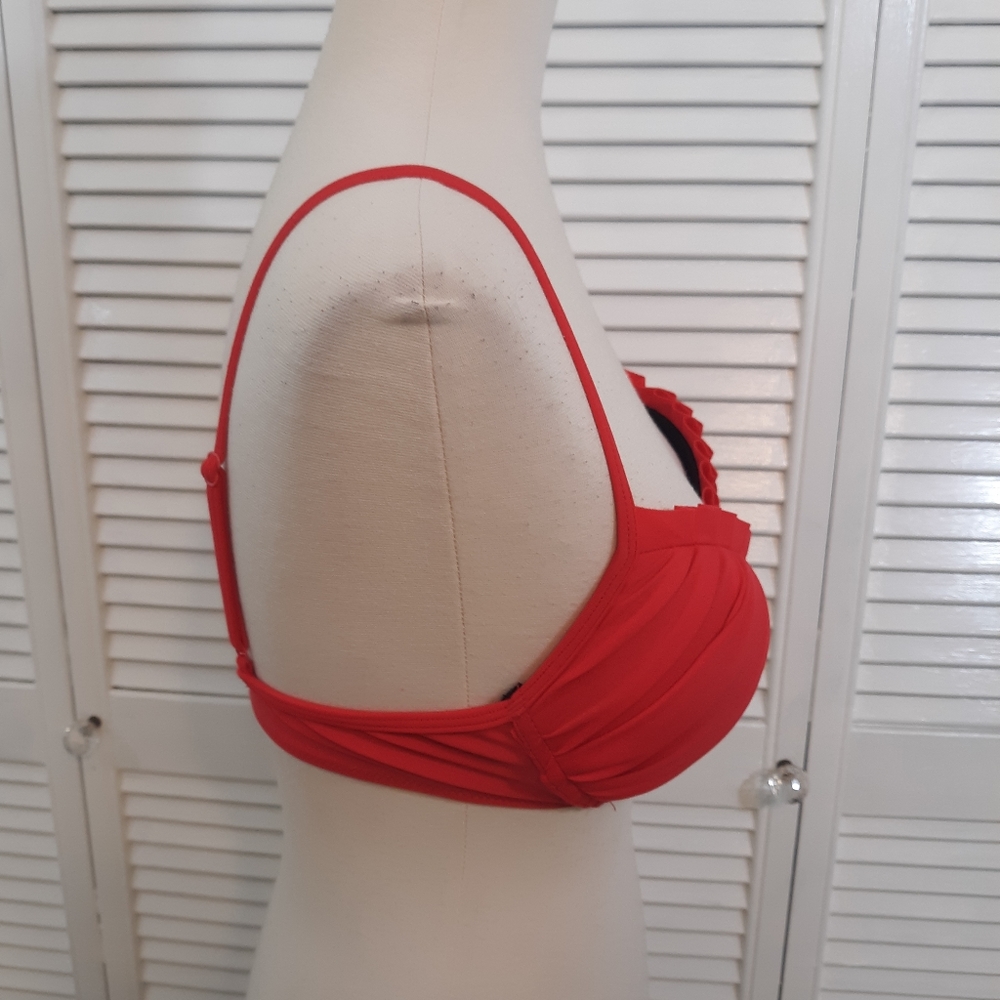 ASOS ruffle red bikini swim top NWOT 36B *A1 - Picture 4 of 6